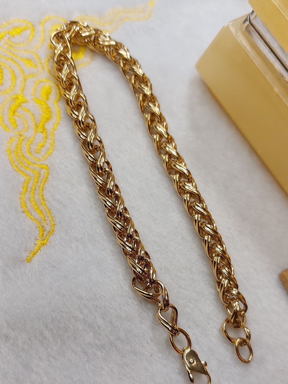 Gold Plated Basket Weave Bracelet Or Ankle Bravelet Mens Womans - Picture 5 of 7